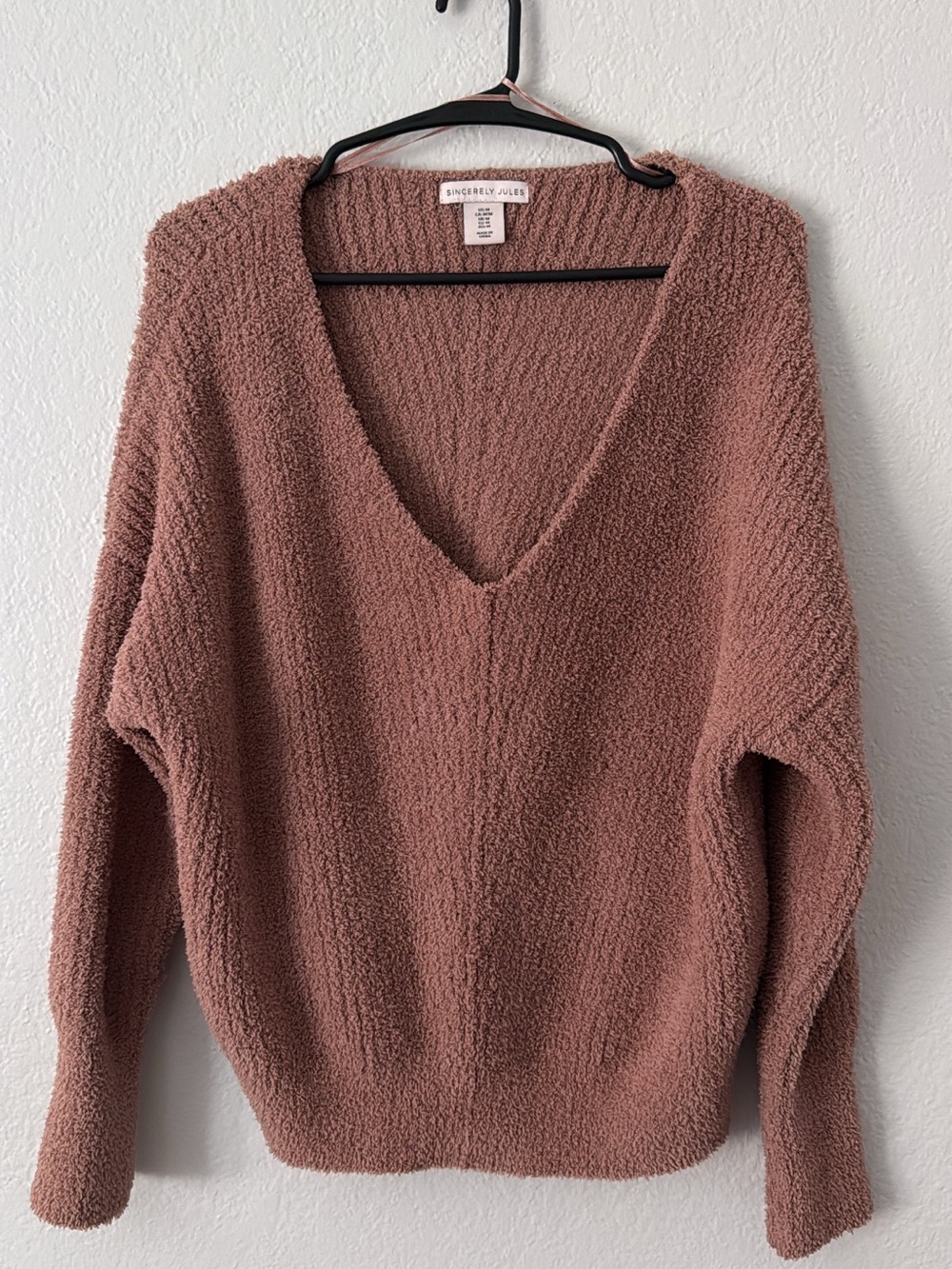 Sincerly Jules V-Neck Sweater - Dusty Rose Mauve